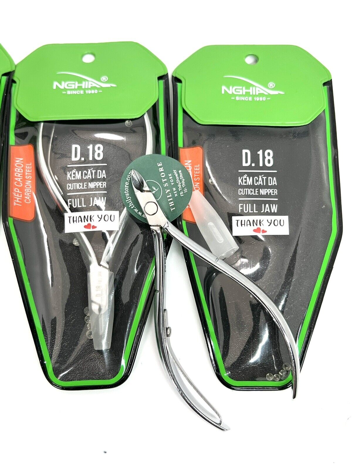 (Pack of 5) Nghia D18 Carbon Steel Cuticle Nipper, Single Spring Silver Full Jaw