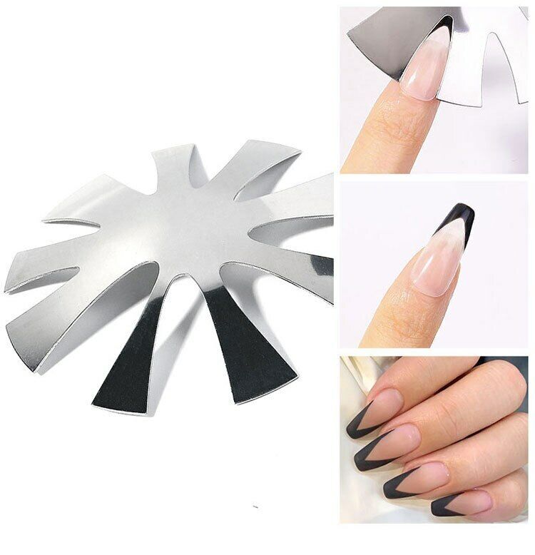 Nail Art Easy French Smile Water Drop Almond Shape Acrylic Cutter #K Silver