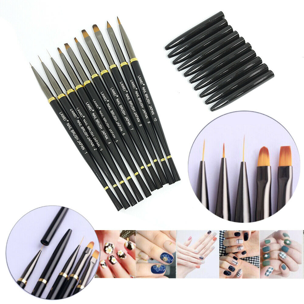 Set 10 pcs Variety Gel Nail Brush Poly Extension Gel Brush-Nail Art Brush
