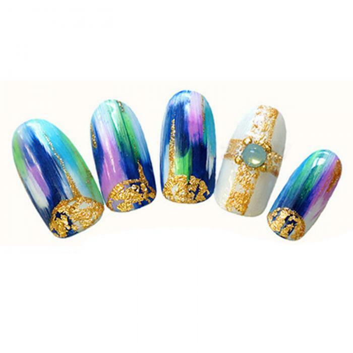 12pcs Nail Art Gold Metal Foil Paper 3D Sticker Flake Decal Decoration