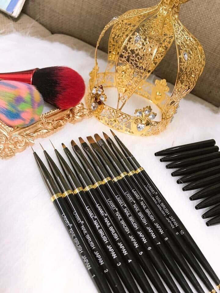 Set 10 pcs Variety Gel Nail Brush Poly Extension Gel Brush-Nail Art Brush