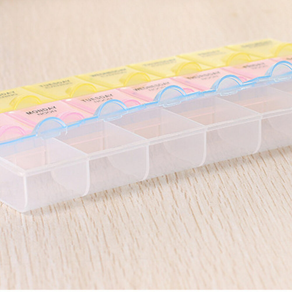 Portable 7 Day Medicine Storage Pill Tablet Organizer Container 21 Slot Case Box Each