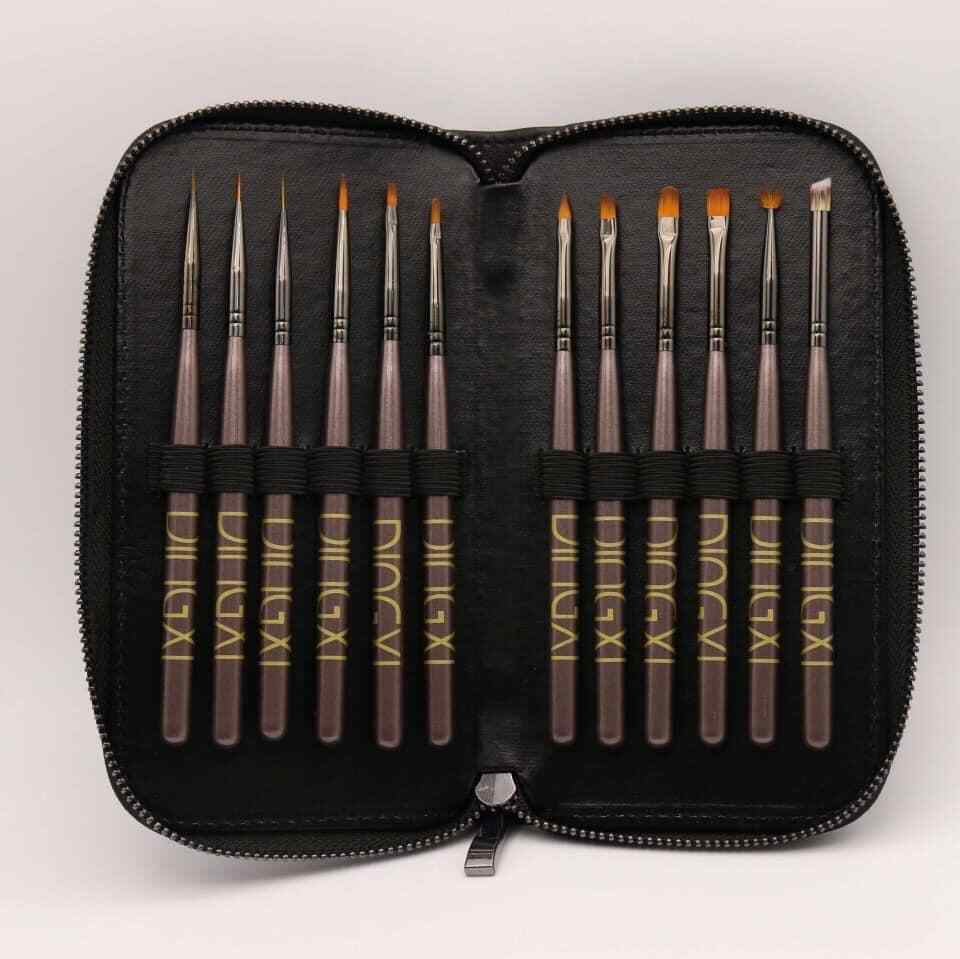 Set Dingxi 12 pcs Gel Nail Brush Poly Extension Gel Brush Nail Art Builder Brush