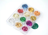 12Pcs/Set of 12 Colors Nail Art Foil Flake - DIY Aluminum Foil Flakes Deco Paper