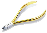 (Pack of 10) Nghia D555 Hard Steel Cuticle Nipper-Single Spring Gold Plated Full Jaw