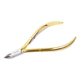 (Pack of 10) Nghia D555 Hard Steel Cuticle Nipper-Single Spring Gold Plated Full Jaw