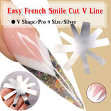 French Nails Acrylic V Shape Silver Easy French Smile Cutter 9 Sizes V Line