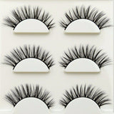 Handmade Reusable Long Cross 3D Mink False Black Eyelashes 3 Pairs Each Unit (3D-01) - Lot of 2