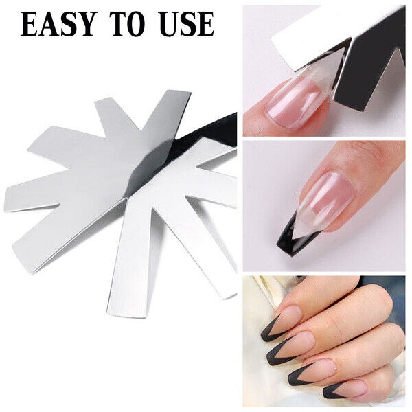 French Nails Acrylic V Shape Silver Easy French Smile Cutter 9 Sizes V –  thilystore