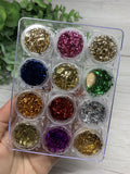 12Pcs/Set of 12 Colors Nail Art Foil Flake - DIY Aluminum Foil Flakes Deco Paper