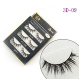 Handmade Reusable Long Cross 3D Mink False Black Eyelashes 3 Pairs (3D-09)