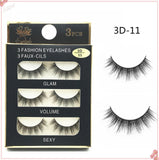 Handmade Reusable Long Cross 3D Mink False Black Eyelashes 3 Pairs Each Unit (3D-11) - Lot of 2