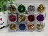 12Pcs/Set of 12 Colors Nail Art Foil Flake - DIY Aluminum Foil Flakes Deco Paper