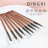 Set Dingxi 9pcs Gel Nail Brush Poly Extension Gel Brush Nail Art Builder Brushes