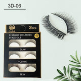 Handmade Reusable Long Cross 3D Mink False Black Eyelashes 3 Pairs Each Unit (3D-06) - Lot of 2