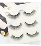 Handmade Reusable Long Cross 3D  Mink False  Black Eyelashes 3 Pairs (3D-03) - Lot of 2